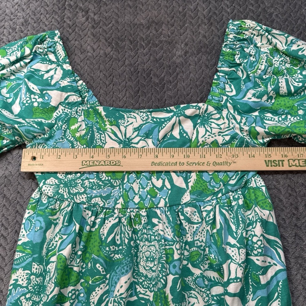 Lilly Pulitzer Delaney Short Sleeve Dress Botanical Green Safari Sangria Women 4 - Picture 10 of 11